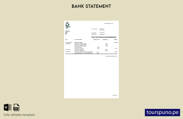 listo para imprimir plantilla de Word   estado de cuenta de Letonia Money Jar